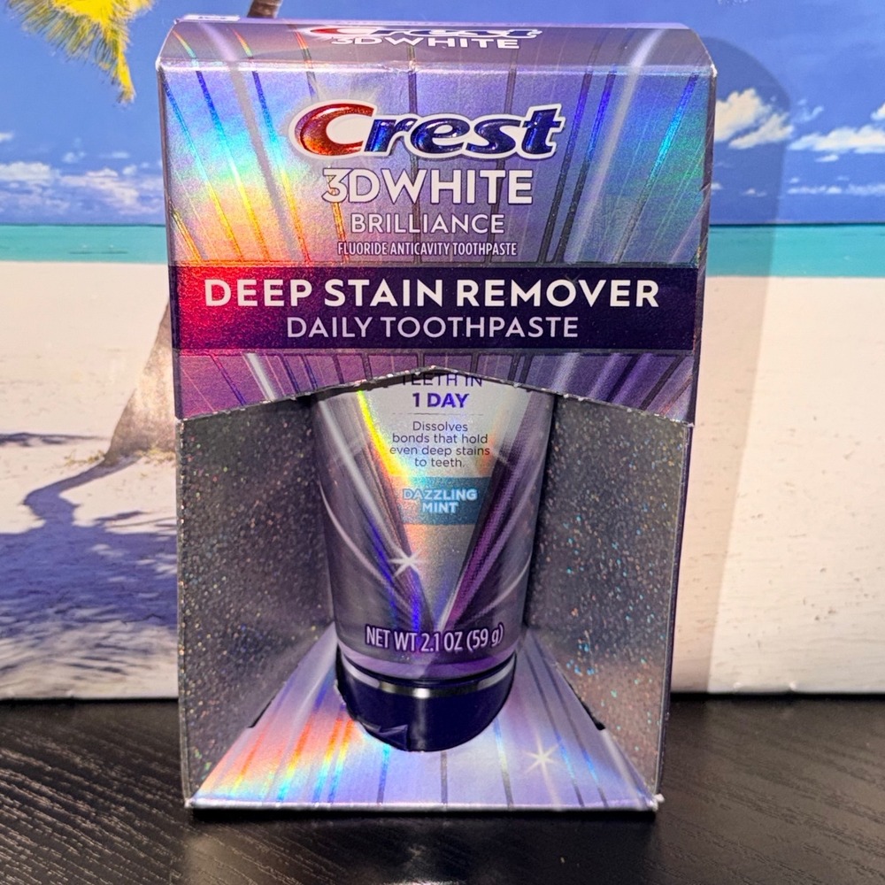Crest 3D White Brilliance Deep Stain Remover Toothpaste Dazzling Mint 2.1oz NEW